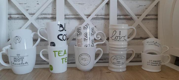 10 delig mokken pakket koffie/thee/jus/choco riviera maison, Huis en Inrichting, Keuken | Servies, Kop(pen) en/of Schotel(s), Overige stijlen