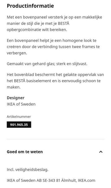 Ikea Besta bovenblad glas zwart 180x40cm zgan - afbeelding 8