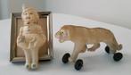 Antiek Celluloid  Clowntje en Leeuwtje op wieltjes, Ophalen of Verzenden