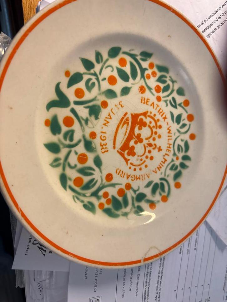 Gedenkbordje Geboorte Prinses Beatrix 1938, Antiek en Kunst, Antiek | Wandborden en Tegels, Ophalen