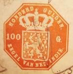 Twee oranje droogzegels van 100 Gulden op document uit 1931, Ophalen of Verzenden, Nederlands-Indië, Gestempeld