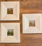 3-luik, landschapsschilderijtjes, seizoenen., Ophalen