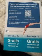 Bon gratis zwemmen, Tickets en Kaartjes, Drie personen of meer, Ticket of Toegangskaart