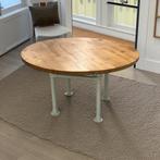 Massief eikenhouten eettafel 140 cm industrieel onderstel, Huis en Inrichting, Tafels | Eettafels, Niet bekend, 100 tot 150 cm