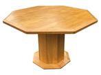 Vintage eettafel achthoek octagon hout design jaren 70, Rechthoekig, Eikenhout, Ophalen, Vijf personen of meer