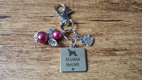 Hanger Afghaanse windhond RVS met geluksengeltje, Sieraden, Tassen en Uiterlijk, Kettinghangers, Nieuw, Dier, Verzenden