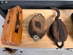 3 x groot houten blok / katrol, Watersport en Boten, Ophalen of Verzenden, Gebruikt, Lijn of Blok