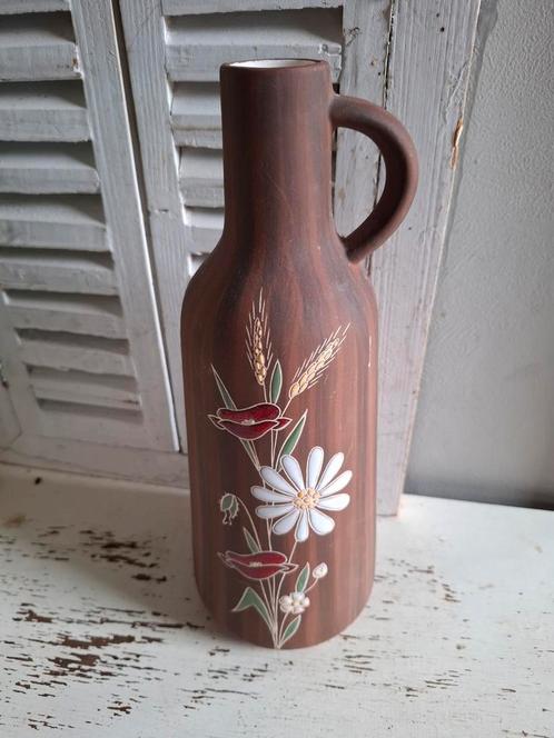Vintage kerateak L'ancora vaas met botanische afbeelding 317, Huis en Inrichting, Woonaccessoires | Vazen, Zo goed als nieuw, Overige kleuren