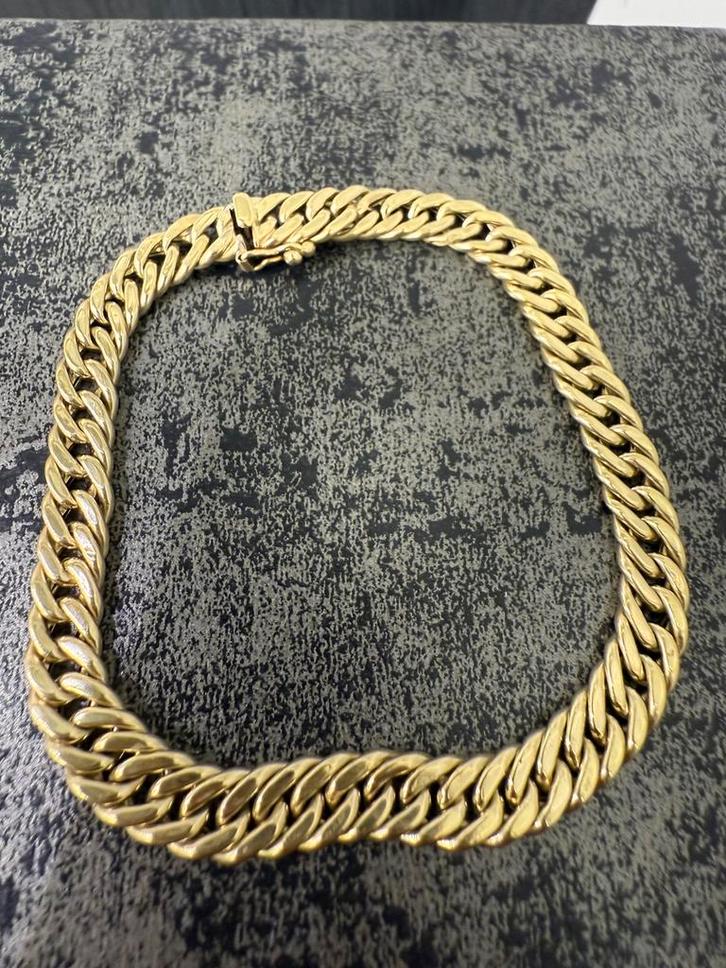 Prachtige 14 karaats gouden cuban armband, Sieraden, Tassen en Uiterlijk, Armbanden, Goud, Ophalen of Verzenden