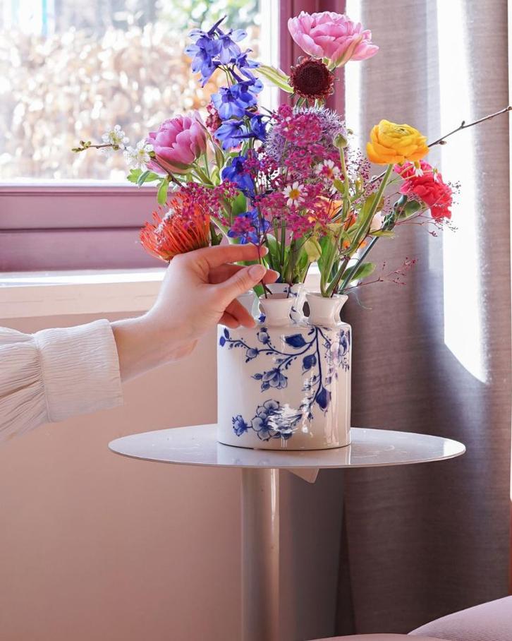 Nieuw, Heinen Delfts Blauw, tulpenvaas cilinder, Orchidee, Huis en Inrichting, Woonaccessoires | Vazen, Nieuw, Overige kleuren