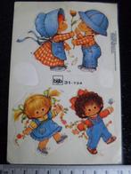 2x ruit sticker jongen meisje bloemetjes 1979 vintage bsb, Verzamelen, Verzenden, Zo goed als nieuw, Dier en Natuur