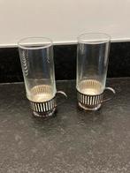 Vintage theeglazen met zilveren houders, Ophalen of Verzenden