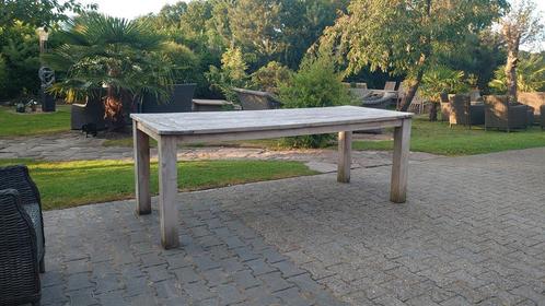 Mooie ruime teak tuin tafel . 220 x 90, Tuin en Terras, Tuintafels, Gebruikt, Rechthoekig, Ophalen