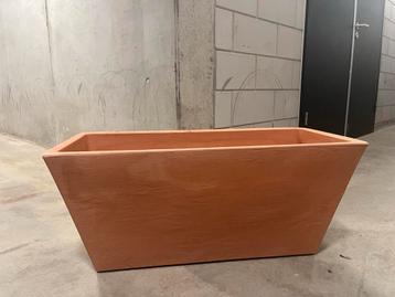 2x Plantenbak teracotta look - rechthoekig balkon bak beschikbaar voor biedingen