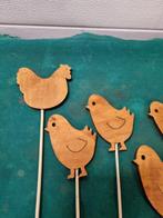 decoratie kippen en kuikens op stok van hout, Huis en Inrichting, Woonaccessoires | Overige, Ophalen of Verzenden, 'T Olde Gre-j