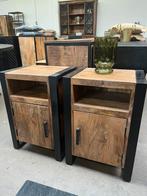 Magazijn leegverkoop set nachtkastjes mangohout deur metal, Nieuw, Ophalen of Verzenden, Info@wkhome.nl, Argonweg 20 Amersfoort
