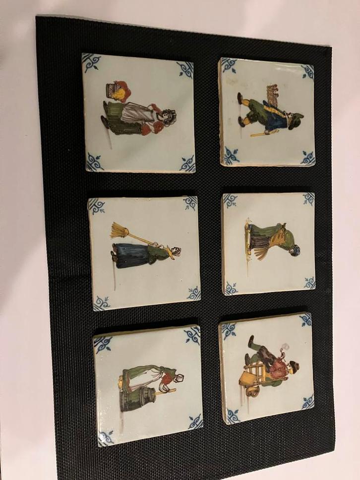 Vintage Delfts Blauw Tegels - Set van 6, Antiek en Kunst, Antiek | Wandborden en Tegels, Ophalen of Verzenden
