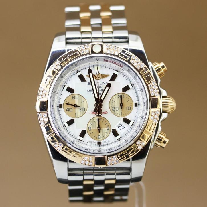 Breitling Chronomat 44 B01 MOP CB0110 Diamant, Sieraden, Tassen en Uiterlijk, Horloges | Heren, Gebruikt, Polshorloge, Breitling