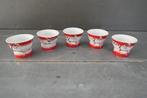 Vintage Sake Cups porselein 5 x met erotische foto bodem, Verzenden, Overige typen, Zo goed als nieuw, Overige stijlen