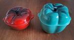Le Creuset Mini Cocottes - Set van 2, Ophalen of Verzenden, Zo goed als nieuw, Groen, Bak of Kom