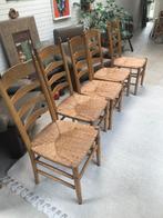 Set van vijf nette vintage gematte eettafel stoelen, eiken, Huis en Inrichting, Stoelen, Hout, Ophalen