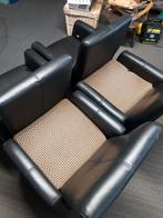 4x Nette fauteuil zwart leder, Ophalen, Gebruikt, Minder dan 75 cm, Leer