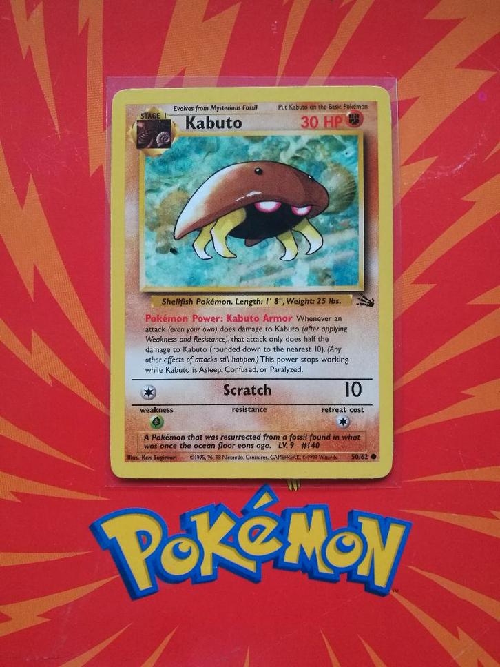 Kabuto (Fossil, Engelstalige editie), Hobby en Vrije tijd, Verzamelkaartspellen | Pokémon, Gebruikt, Losse kaart, Verzenden