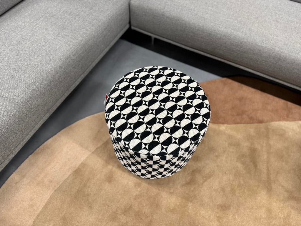 Nieuw Jess Design Tray Poef Zwart wit stof Kruk Hocker, Huis en Inrichting, Rond, Nieuw, Minder dan 50 cm, Jess