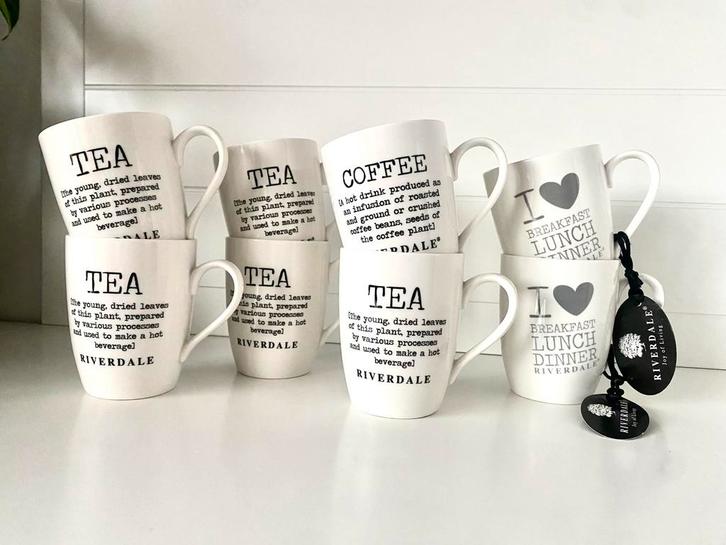 Riverdale Thee & Koffie Mokken Set, Huis en Inrichting, Keuken | Keukenbenodigdheden, Zo goed als nieuw, Ophalen of Verzenden