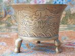 Mooie zware antieke Chinese wierookpot van koper 11 cm., Ophalen of Verzenden