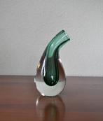 Vintage KLEIN Organisch Vaasje Kristal Groen Glas 14 cm, Ophalen of Verzenden, Overige kleuren, Glas, Minder dan 50 cm