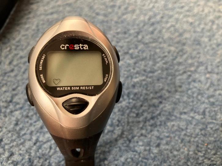 Hartslagmeter band en horloge Cresta - Zie foto’s, Sport en Fitness, Hartslagmeters, Gebruikt, Overige merken, Met borstriem, Ophalen of Verzenden