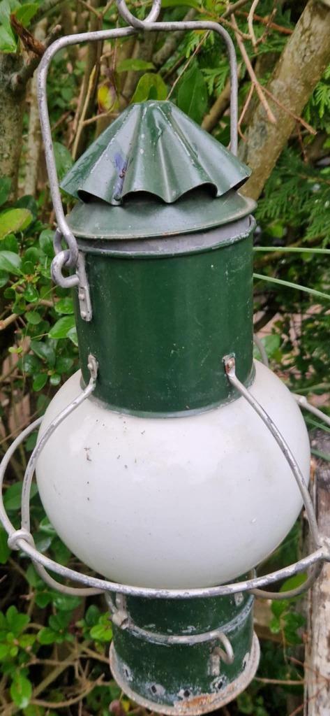 Originele scheepslamp zonder binnenwerk+wit glas (brocante), Antiek en Kunst, Antiek | Lampen, Ophalen of Verzenden