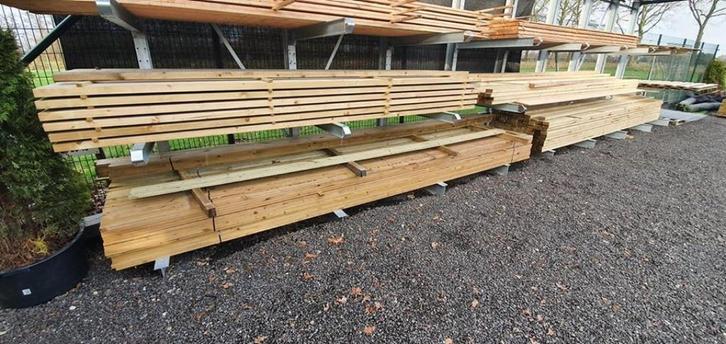 NIEUWE geïmpregneerde liggers 5 x 10 Div lengte, Tuin en Terras, Palen, Balken en Planken, Nieuw, Balken, 250 cm of meer, Ophalen