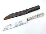 Antiek zilveren mes in originele leren foedraal. 1819, Antiek en Kunst, Verzenden, Zilver