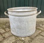 Brocante zinken ton - Ketel - grote emmer met oren, Ophalen of Verzenden