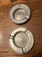 2 ronde zilvertinnen asbakken, Ophalen of Verzenden