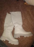 Lang leder laarzeb offwhite manfield zgn, Ophalen of Verzenden, Zo goed als nieuw, Wit, Hoge laarzen