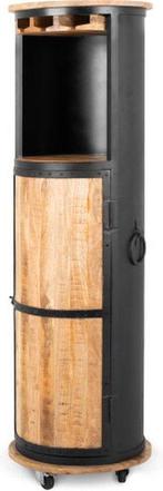 Wijnkast mangohout zwart metaal, Nieuw, Ophalen of Verzenden, 25 flessen of meer, 75 cm of meer