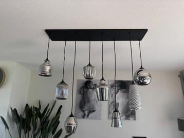 Hanglamp eettafel zwart met smoke glas - 8 lichts beschikbaar voor biedingen