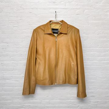 Vintage Jas Maat XL Licht Bruin Leer Sanimo Jacket beschikbaar voor biedingen