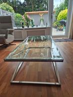 Salontafel chroom/glas, Huis en Inrichting, 100 tot 150 cm, Glas, Minder dan 50 cm, Rechthoekig