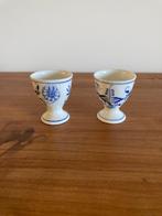 Antieke set eierdopjes zwiebelmuster wit/blauw, Ophalen of Verzenden