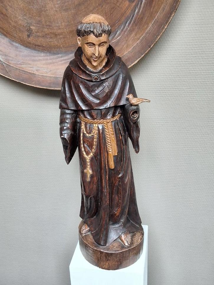 Houten beeld Franciscus van Assisië, 19e eeuw, Antiek en Kunst, Kunst | Beelden en Houtsnijwerken, Ophalen of Verzenden