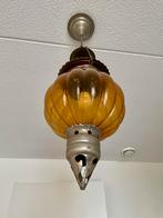 Oosterse hanglamp met okergeel glas en zilver, Ophalen, Gebruikt, Glas, 75 cm of meer