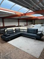 Zwarte leren design hoekbank Rolf Benz zwart leer bankstel, 2871SK, 300 cm of meer, Leer, Ophalen of Verzenden