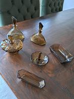 KAPTAFEL SET BRUIN GLAS 6 DELIG, Ophalen of Verzenden
