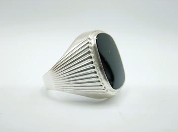 Zilveren heren zegelring met onyx, 19.5 mm beschikbaar voor biedingen