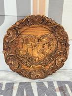 Vintage gesneden houten muurplaat plaquette Vianden kunst, Ophalen of Verzenden