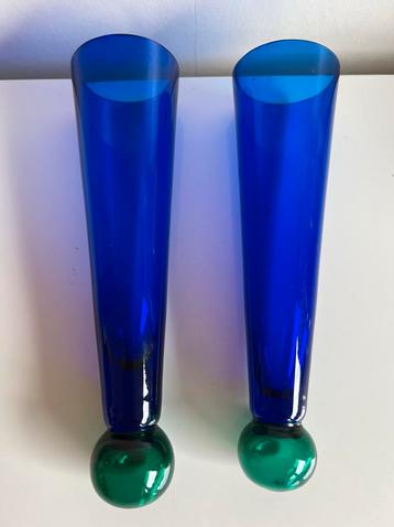 2 Vintage Czech Borek Sipek ? Vazen Blauw Groen beschikbaar voor biedingen